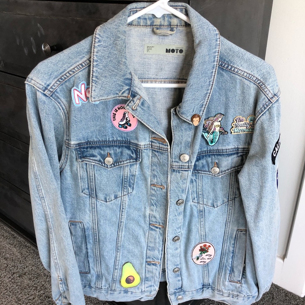 TOPSHOP Jean Jacket Size 8 with Custom Patches